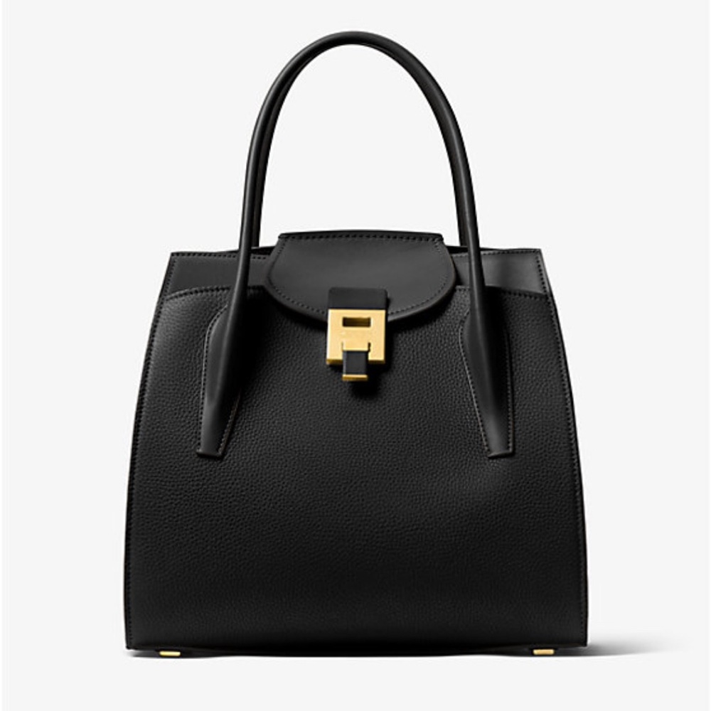 Michael Kors Collection Bancroft Large Pebbled Calf Leather Satchel